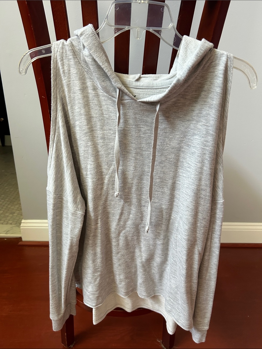American Eagle Outfitters Light Gray Sleeveless Hoodie with Long-Sleeve Illusion